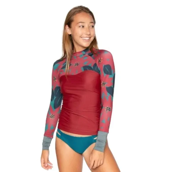 Seea Women's Hermosa Swim Floral Print Long Sleeve Shirt Rash Guard Size L - Picture 9 of 9